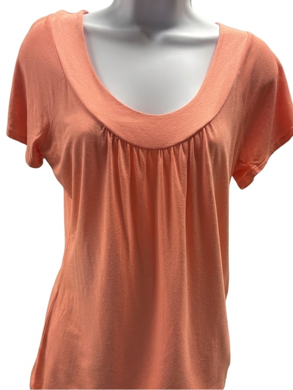 Dressbarn Coral  Ruched Flutter Sleeve Blouse